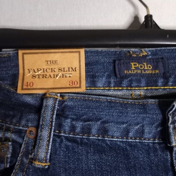 Polo Ralph Lauren The Varick Slim Straight Leg Men's Dark Wash Jeans 40x20 NWT - Picture 12 of 13